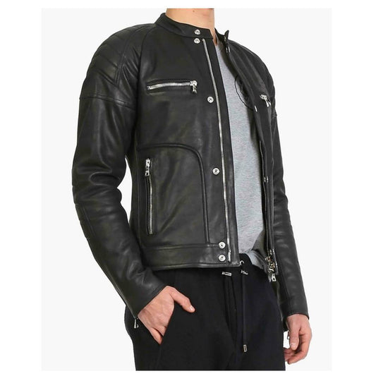 Men Black Elegant Fashion Leather Jacket Men Black Elegant Fashion Leather Jacket