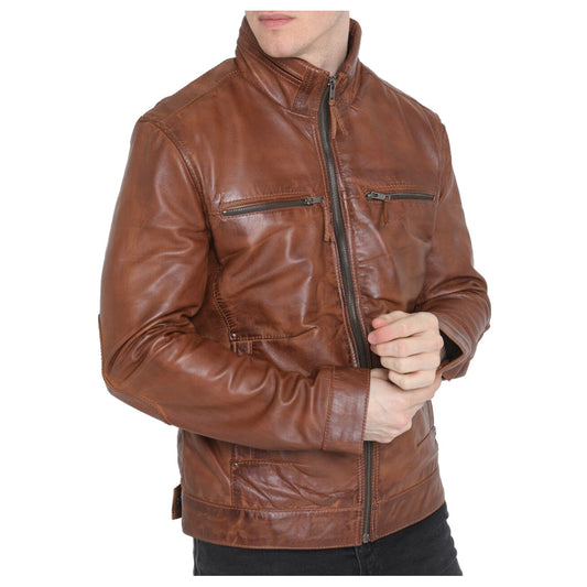 Men Brown Genuine Sheepskin Leather Fashion Jacket Men Brown Genuine Sheepskin Leather Fashion Jacket