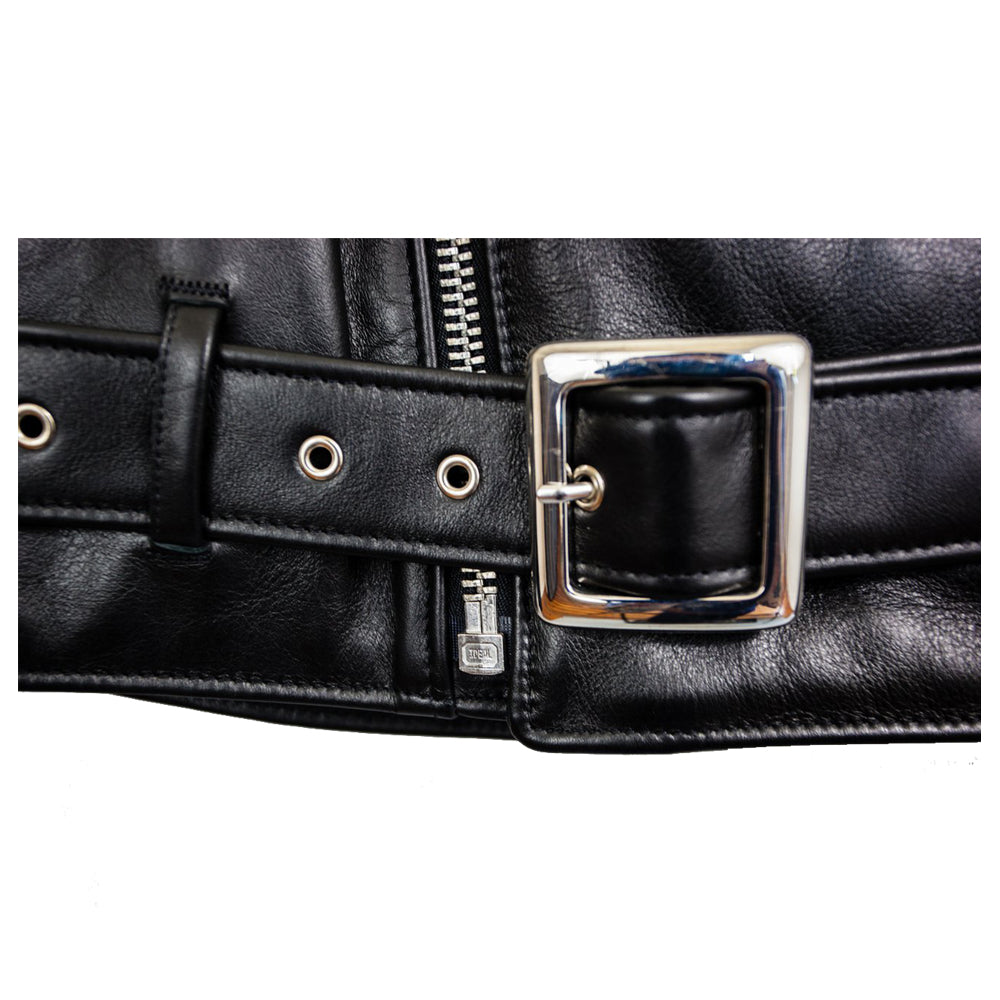 Men Motorcycle Classic Retro Leather Jacket Black Stunning