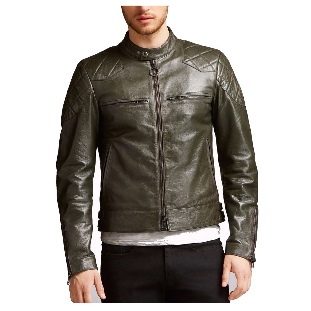 Men Vintage Waxed Biker Leather Jacket