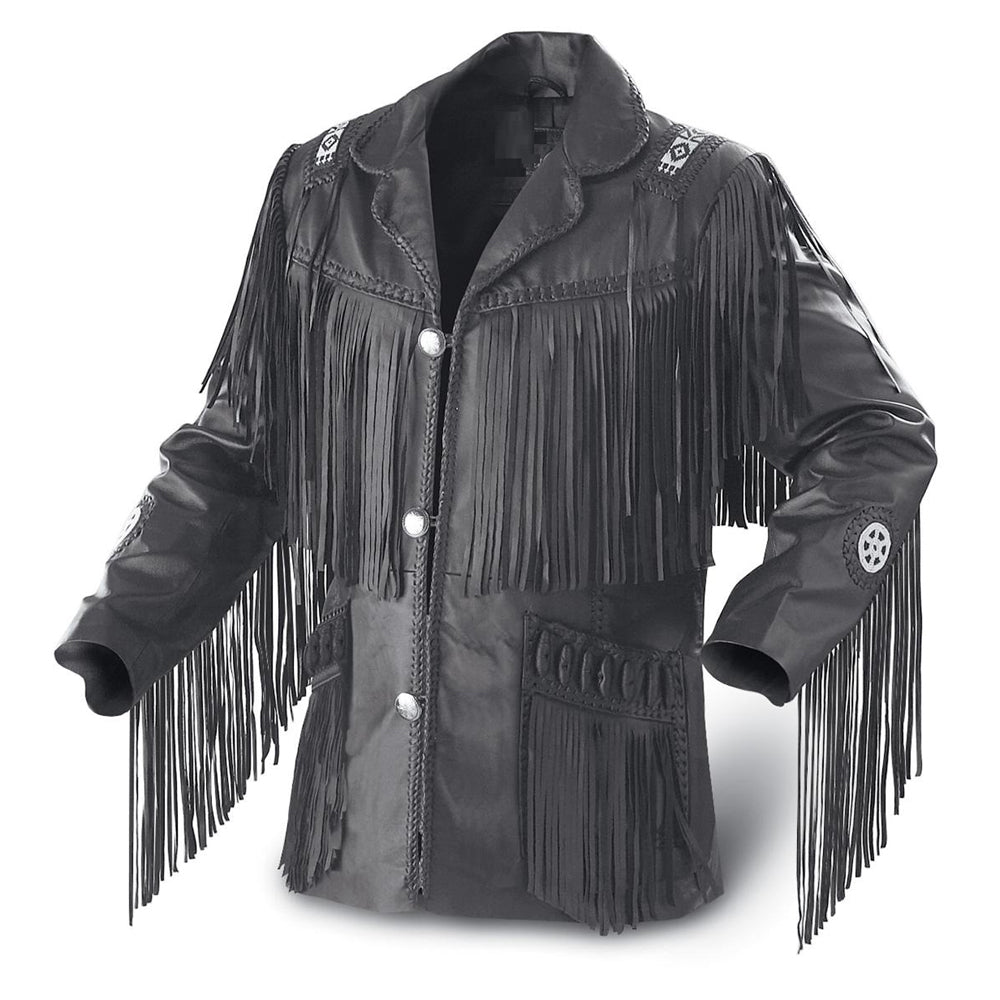 Men Western Cowboy Genuine Leather Jacket