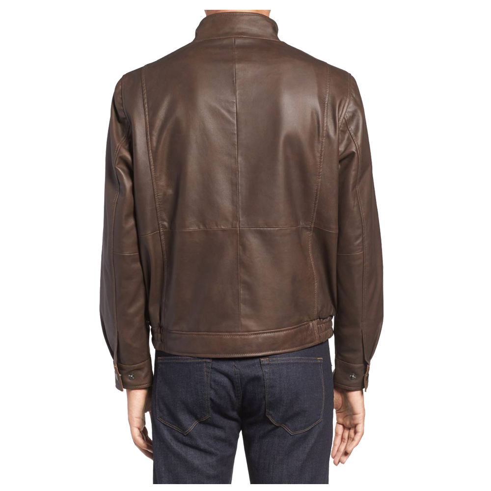 Men's Brown Genuine Leather Jacket Slim fit Biker Jacket