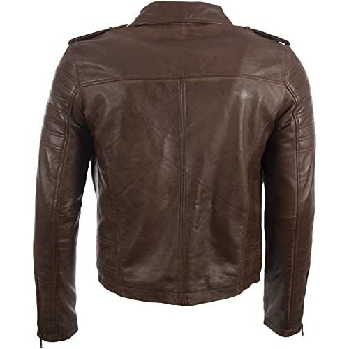 Men’s Asymmetric Zip Fashion Leather Biker Jacket