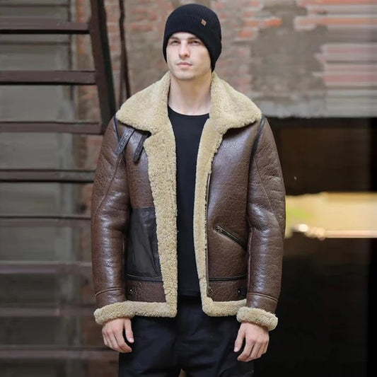Men's B3 Flight Aviator Shearling Sheepskin Leather Jacket Men's B3 Flight Aviator Shearling Sheepskin Leather Jacket