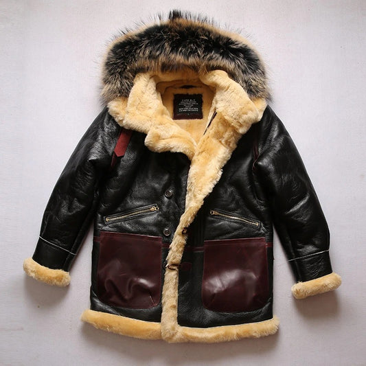 Men's B3 Shearling Bomber Military Fur Jacket B7 Sheepskin Coat Men's B3 Shearling Bomber Military Fur Jacket B7 Sheepskin Coat