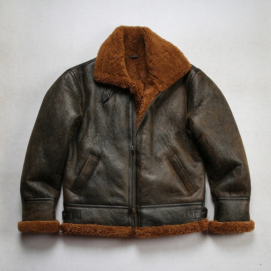 Men's B3 Sheepskin Shearling Bomber Genuine Leather Jacket Men's B3 Sheepskin Shearling Bomber Genuine Leather Jacket