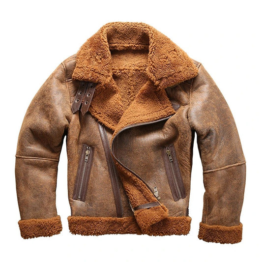 Men's B3 Sheepskin Shearling Bomber Military Fur Jacket Men's B3 Sheepskin Shearling Bomber Military Fur Jacket