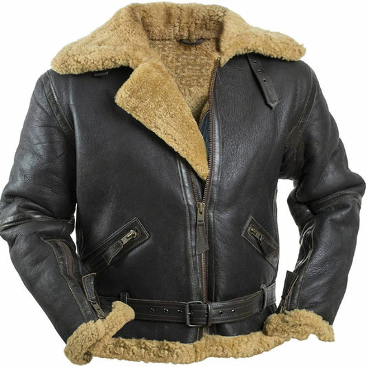 Men's Black B3 RAF Aviator Bomber Pilot Flight Shearling Sheepskin Jacket Men's Black B3 RAF Aviator Bomber Pilot Flight Shearling Sheepskin Jacket