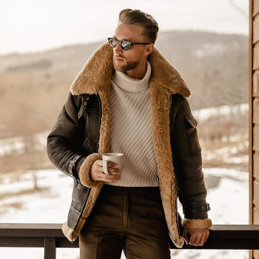 Men's Brown B3 Aviator Shearling Leather Jacket Men's Brown B3 Aviator Shearling Leather Jacket