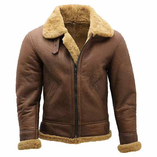 Men's Brown B3 Sheepskin Flying Aviator Jacket Men's Brown B3 Sheepskin Flying Aviator Jacket