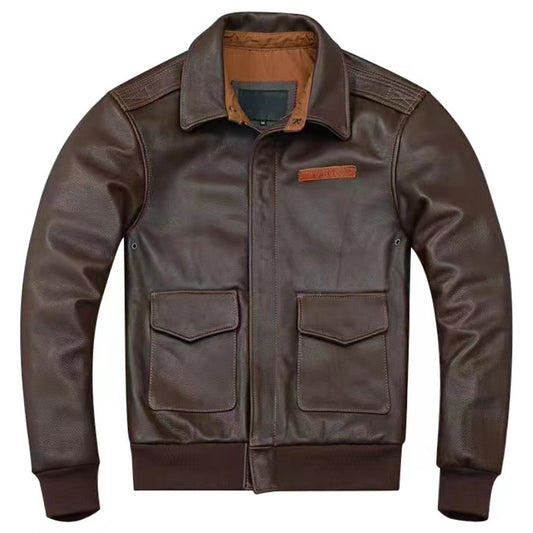 Men's Dark Brown A2 Flight Jacket - Leather Aviator Bomber Coat Men's Dark Brown A2 Flight Jacket - Leather Aviator Bomber Coat