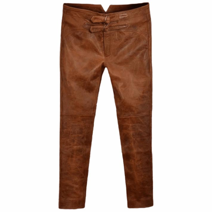 Men's Distressed Brown Leather Pant