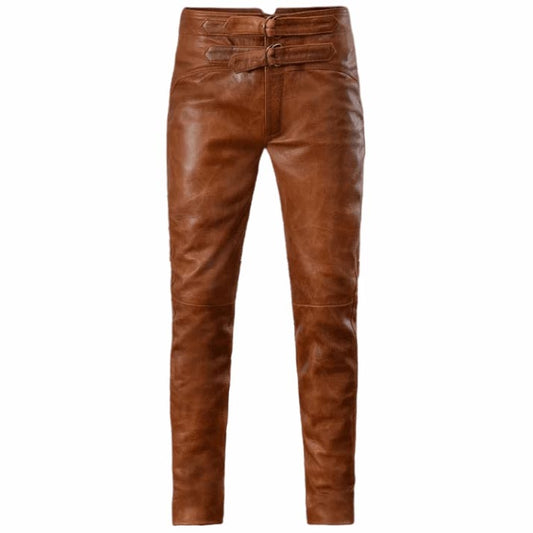 Men's Distressed Brown Leather Pant Men's Distressed Brown Leather Pant
