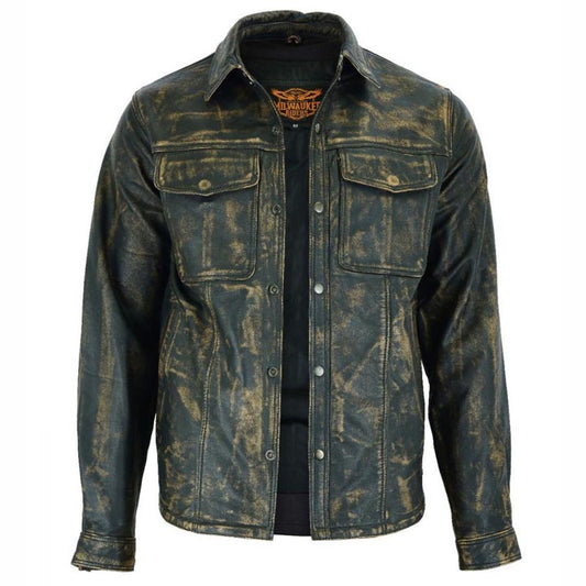Men's Distressed Leather Shirt Men's Distressed Leather Shirt