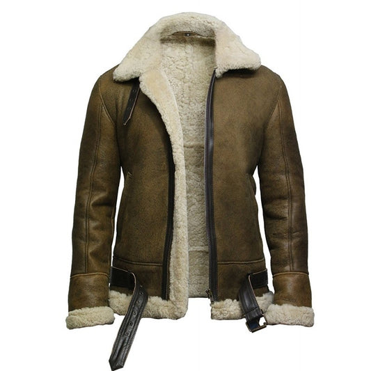 Men's Flying Bomber Sheepskin Leather Shearling Aviator Jacket Men's Flying Bomber Sheepskin Leather Shearling Aviator Jacket