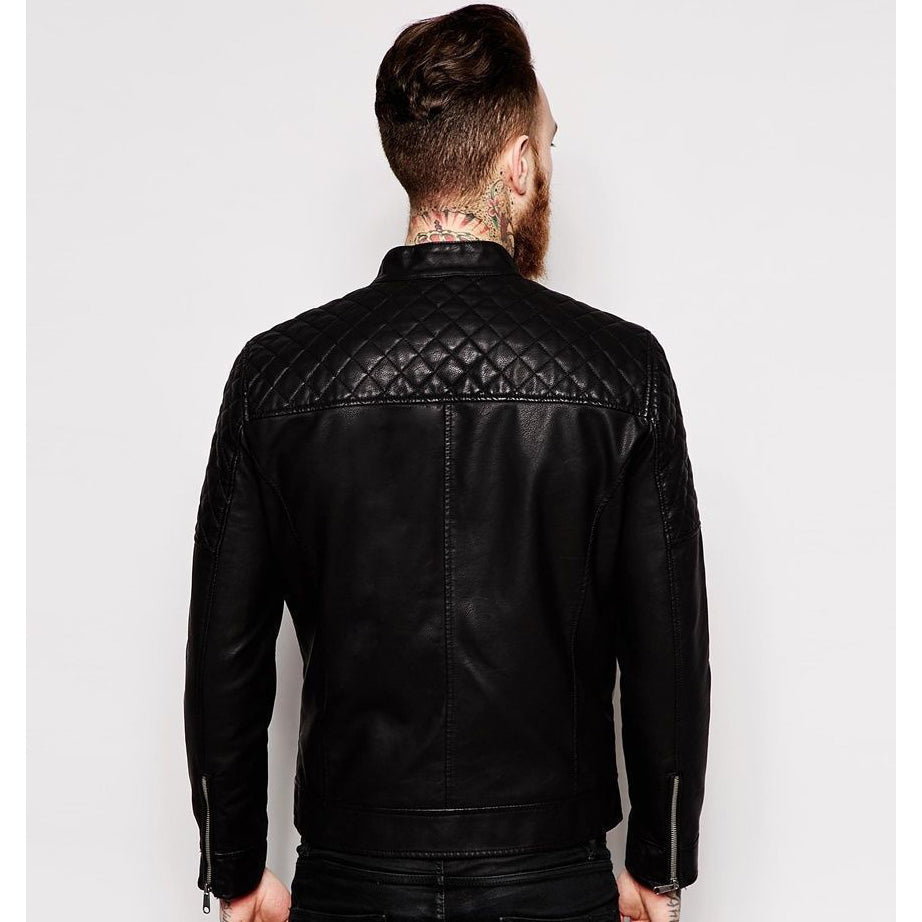 Men's Genuine Lambskin Leather Motorcycle Slim fit Biker Jacket