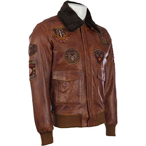 Men's Genuine Leather Aviator Pilot Bomber Jacket