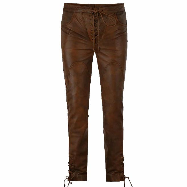 Men's Lace Up Cowboy Leather Pant