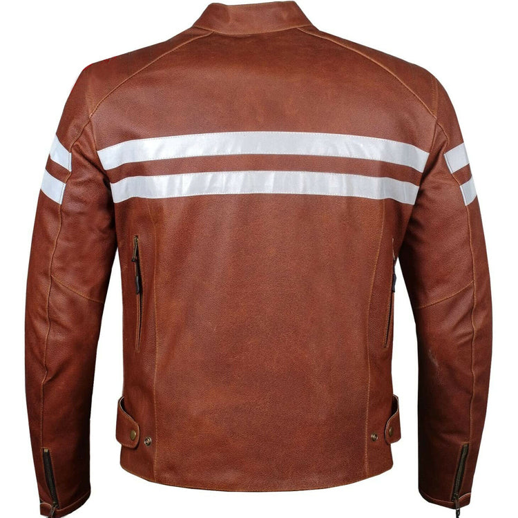 Men's Red Leather Biker Motorcycle Jacket