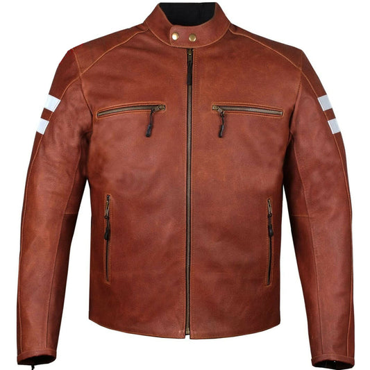 Men's Red Leather Biker Motorcycle Jacket