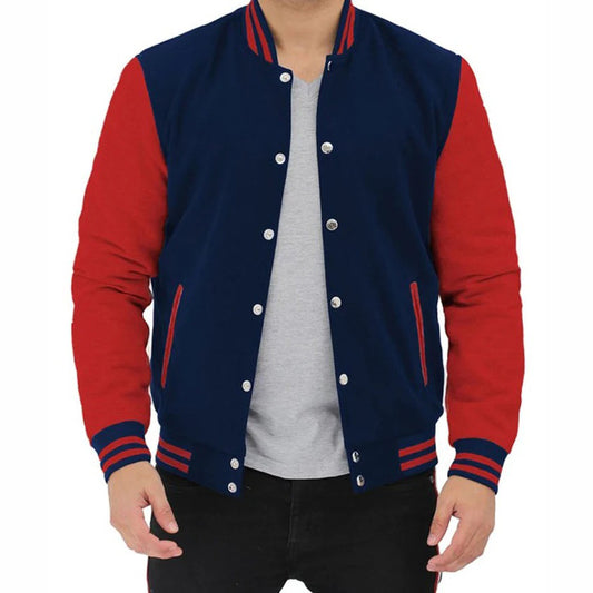 Men's Red and Blue Varsity Baseball Jacket Men's Red and Blue Varsity Baseball Jacket