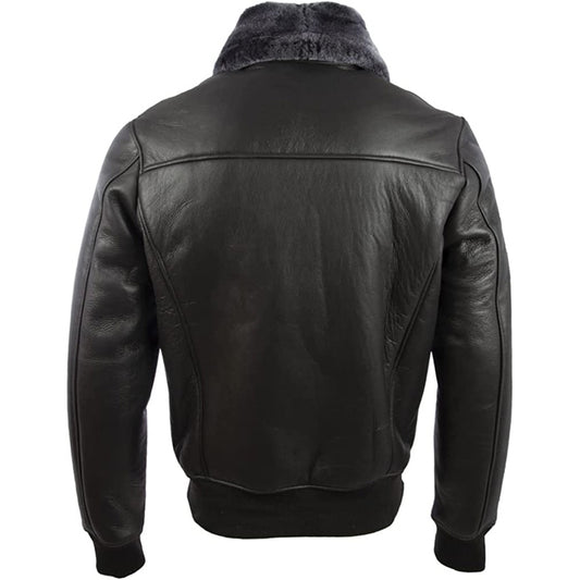 Men's Shearling Leather Pilot Aviator Bomber Jacket