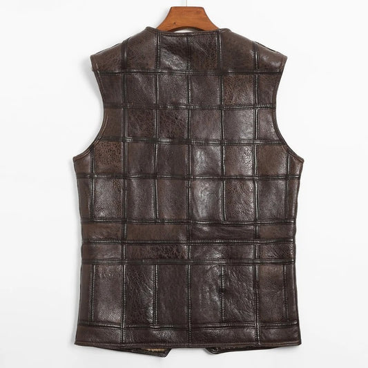 Men's Sheepskin Leather Vest with Fur Lining