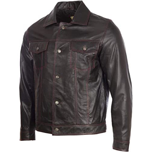 Men's Soft Real Leather Classic Harrington Fashion Jacket