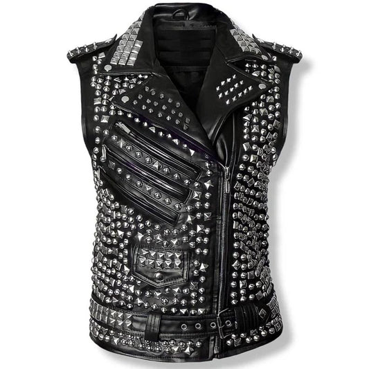 Men's Studded Leather Biker Vest Men's Studded Leather Biker Vest