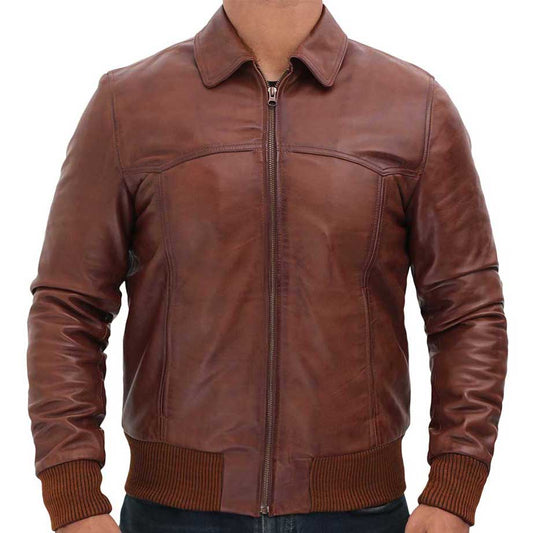 Men's Vintage Brown Leather Bomber Jacket Men's Vintage Brown Leather Bomber Jacket