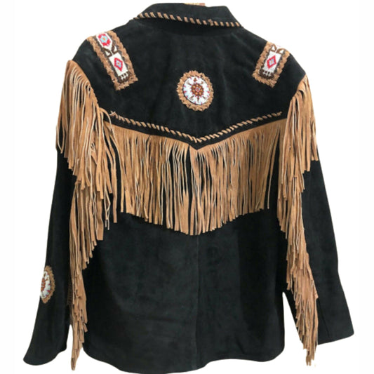 Men's Western Leather Jacket with Fringe