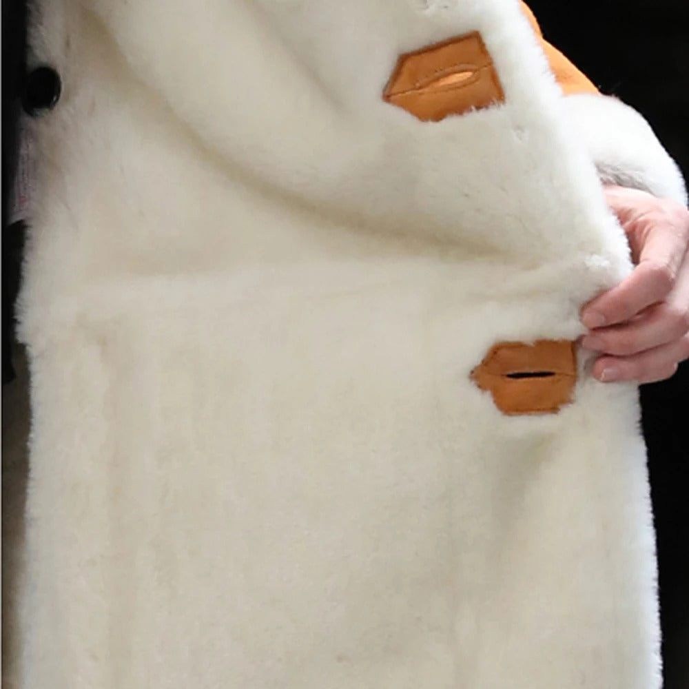 Men's Yellow Sheepskin Shearling Long Fur Coat