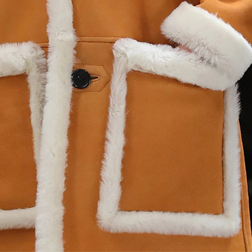 Men's Yellow Sheepskin Shearling Long Fur Coat
