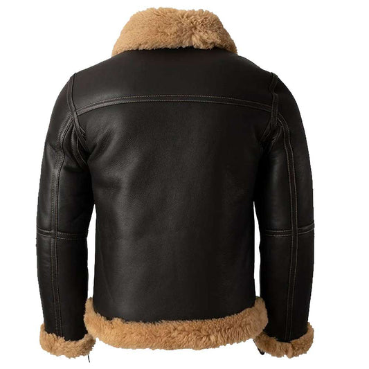 Mens Shearling Aviator B3 Bomber Leather Jacket