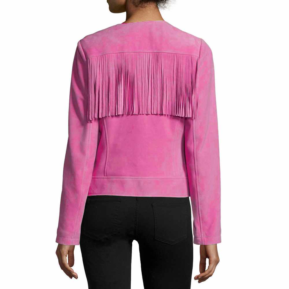 Women Slim Fit Fringe Leather Fashion Jacket