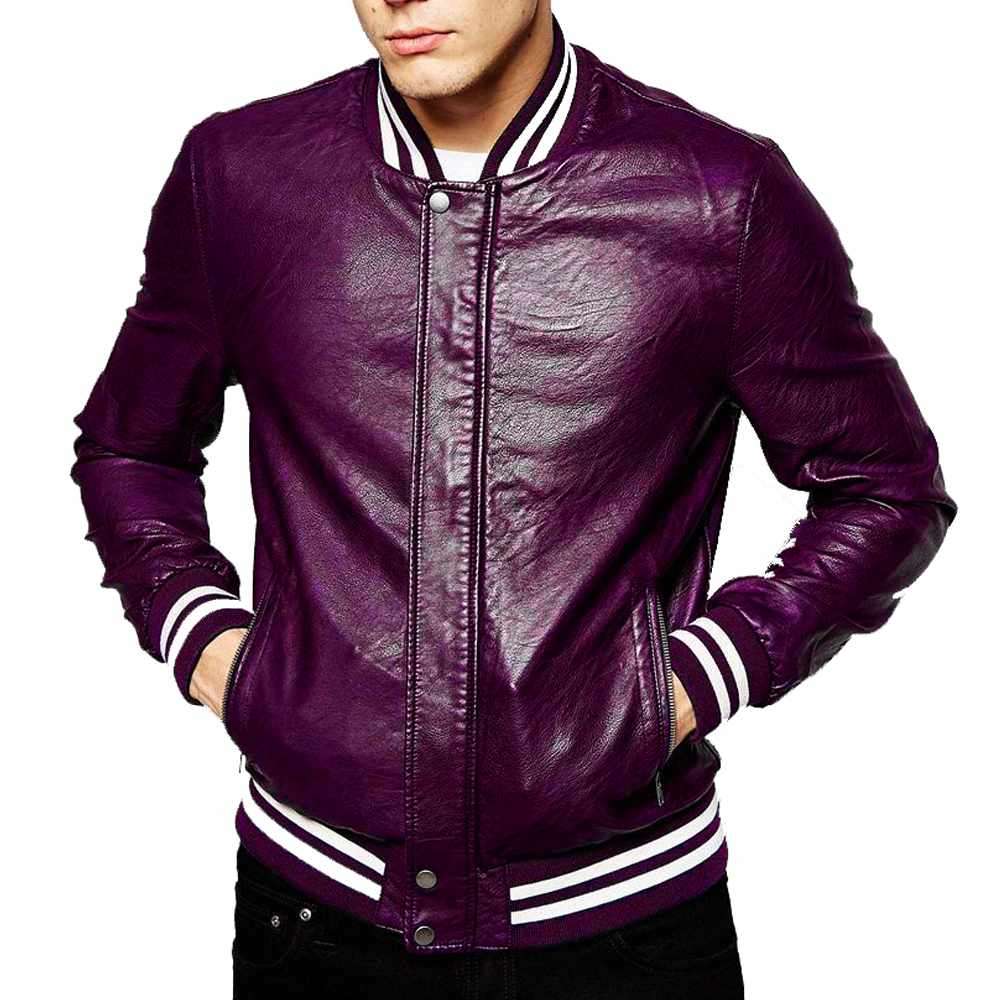 Genuine Lambskin Leather Letterman Slim Fit Varsity Jacket