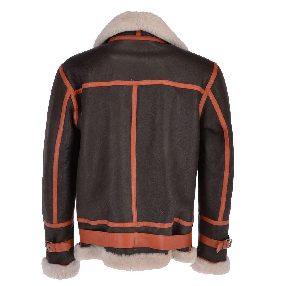 Vintage Brown Aviator Shearling Pilot Leather Jacket Mens