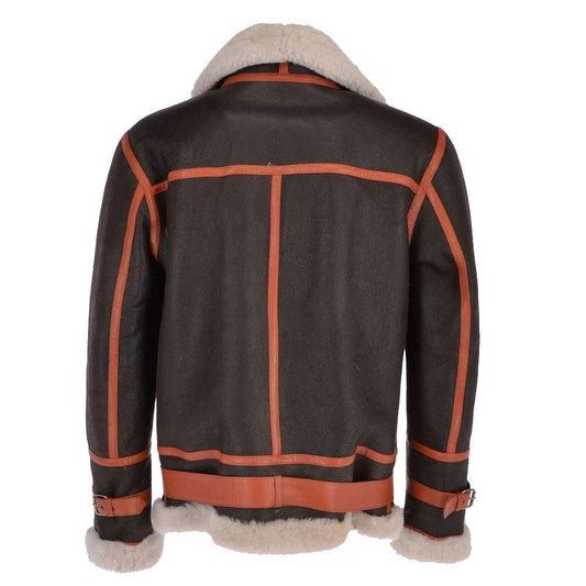 Vintage Brown Aviator Shearling Pilot Leather Jacket Mens