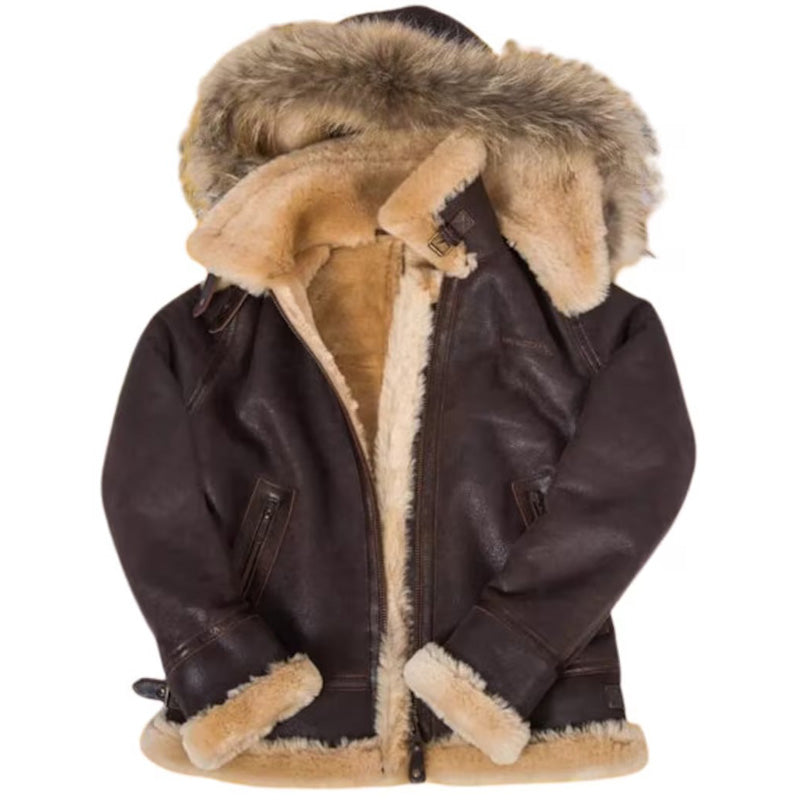 Women B3 RAF Aviator Shearling Sherpa Lined Leather Jacket