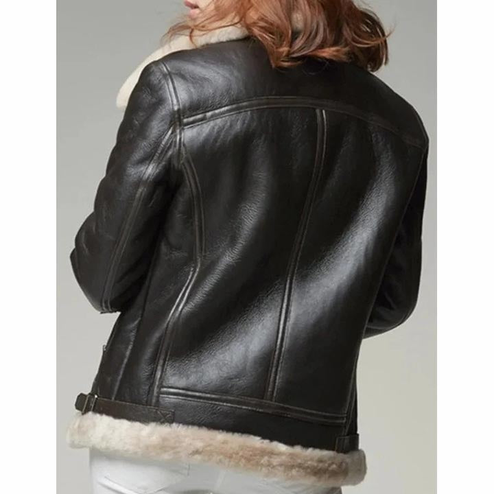 Women B3 RAF Aviator Sheepskin Shearling Fur Coat Jacket