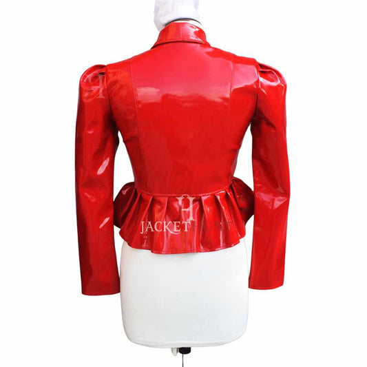 Women Hot Red Vinyl PVC Leather Mini Dress Sexy Wet look