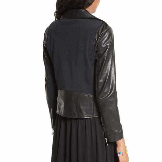 Women Slim Fit Black Leather Biker Jacket