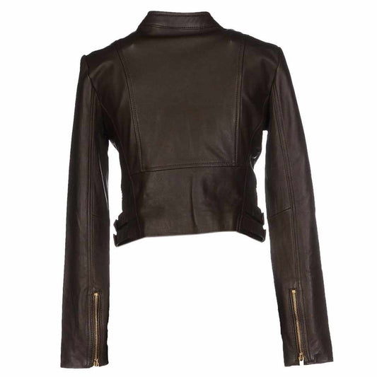 Women Slim Fit Black Genuine Leather Fashion Jacket