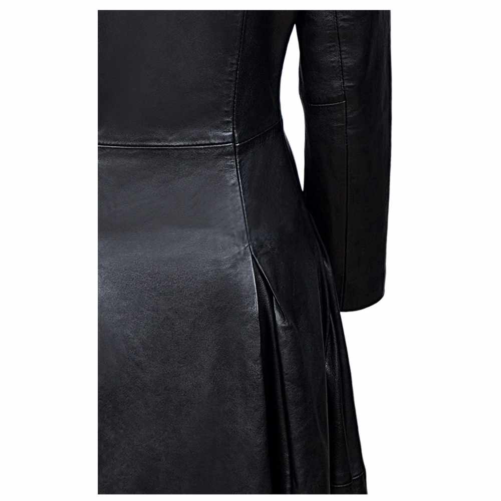 Women’s Vampire Genuine Black Leather Full Length Trench Coat