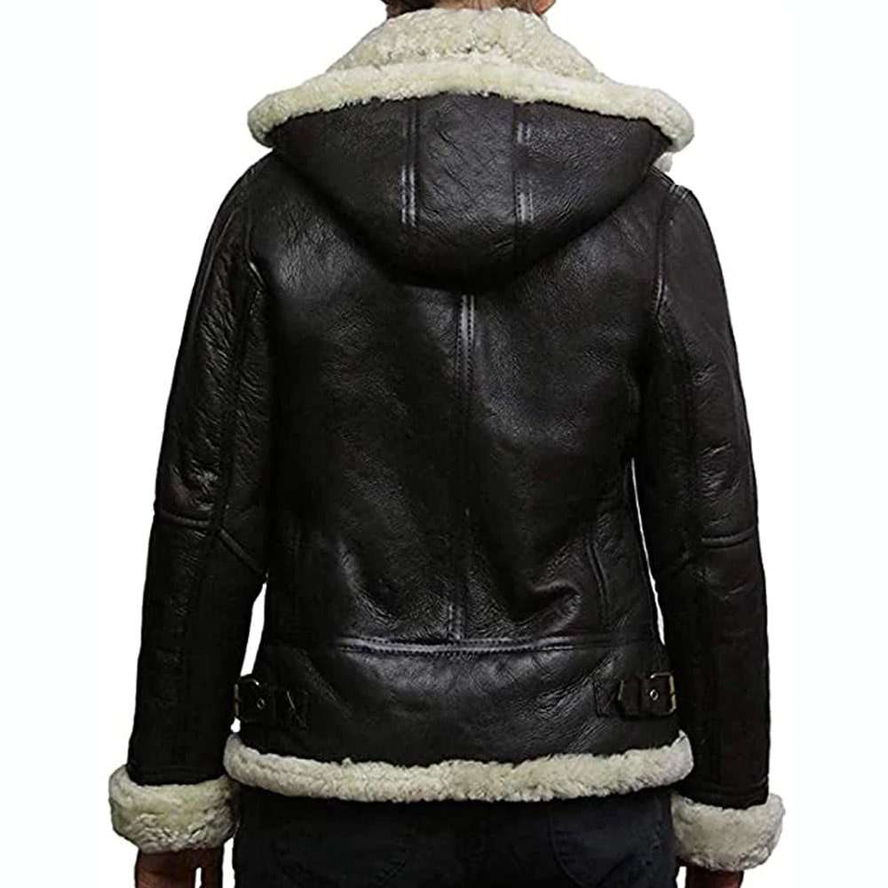 Women WW2 Aviator Pilot Shearling Black Leather Jacket