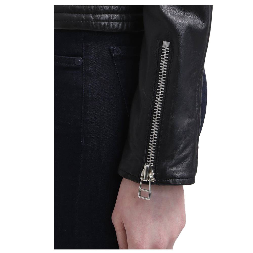 Women Slim Fit Black Genuine Leather Jacket Innovative Design Leather Jacket