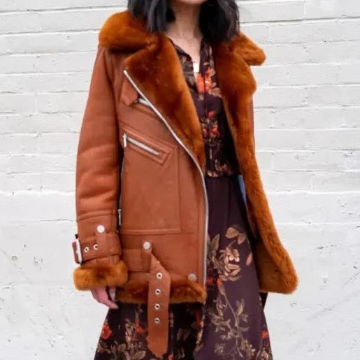 Womens B3 Bomber Sheepskin Shearling Fur Jacket