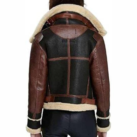 Women's B3 Flight Aviator Sheepskin Shearling Bomber Jacket Coat
