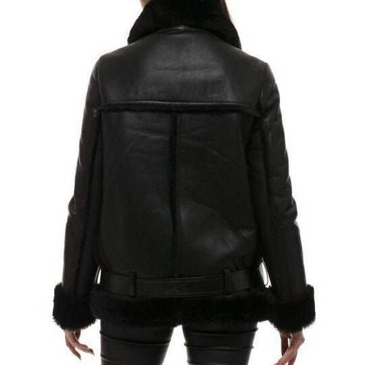 Women's Black B3 Shearling Bomber Jacket