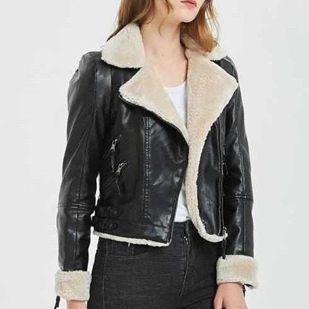 Women's Black B3 Bomber Shearling Leather Jacket